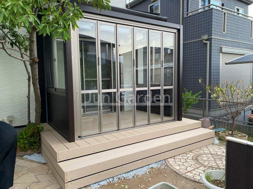 施工例画像：福岡県 北九州市八幡西区  ガーデンルーム LIXIL 木製調ガーデンルームGF