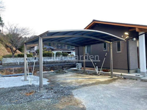 施工例画像：熊本県 阿蘇郡小国町  カーポート LIXIL ネスカR横2台