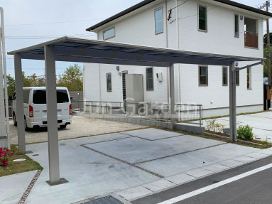施工例画像：福岡県 大野城市  カーポート YKKAP エフルージュツイン FIRST横2台