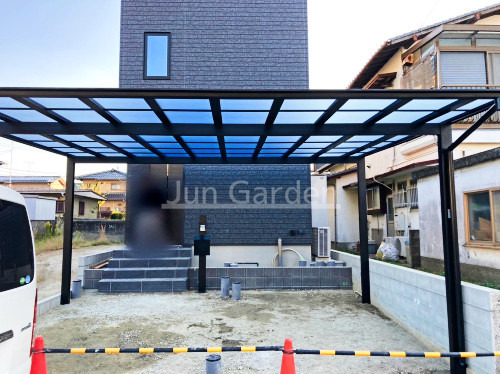 施工例画像：福岡県 福岡市西区  カーポート LIXIL ネスカF横2台